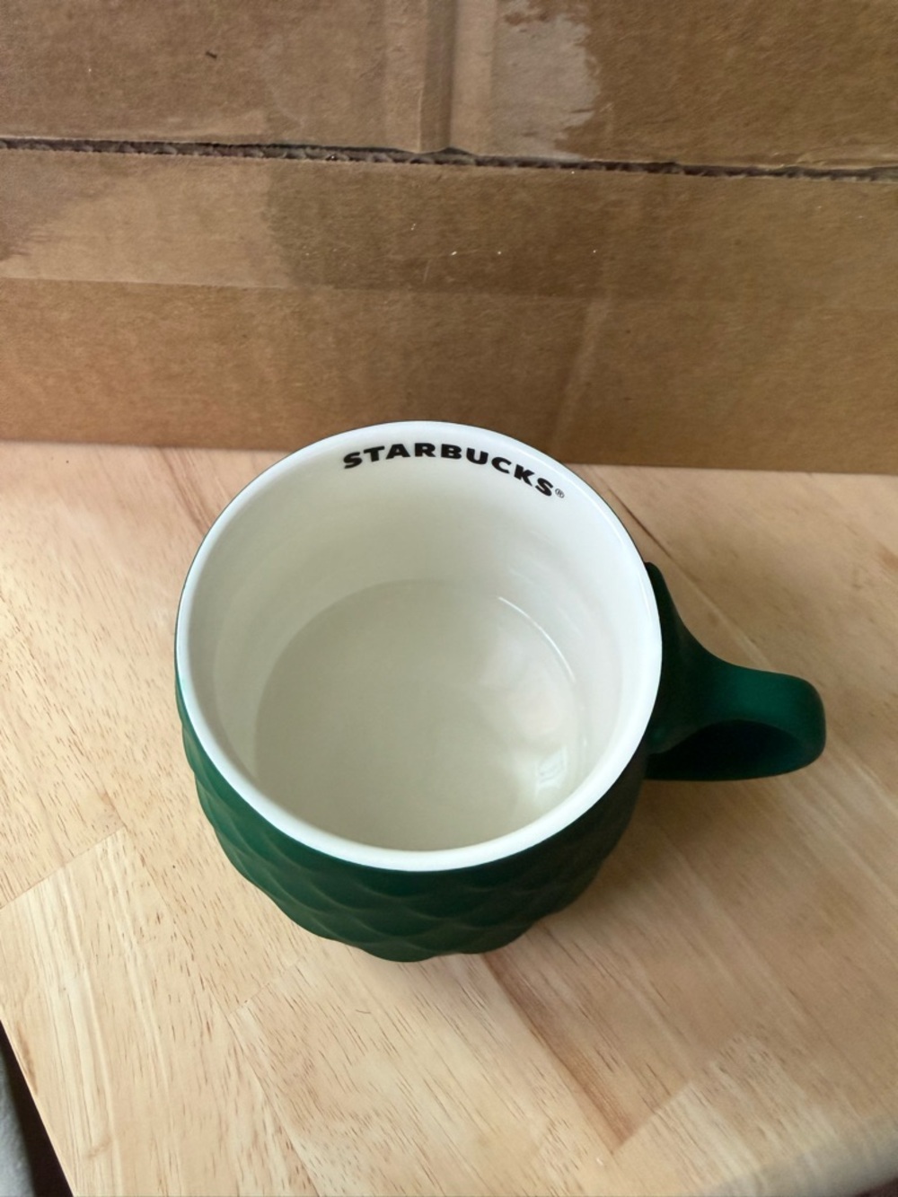 Starbucks Dark Green Scalloped Ceramic Mug with White Interior - Picture 3 of 4